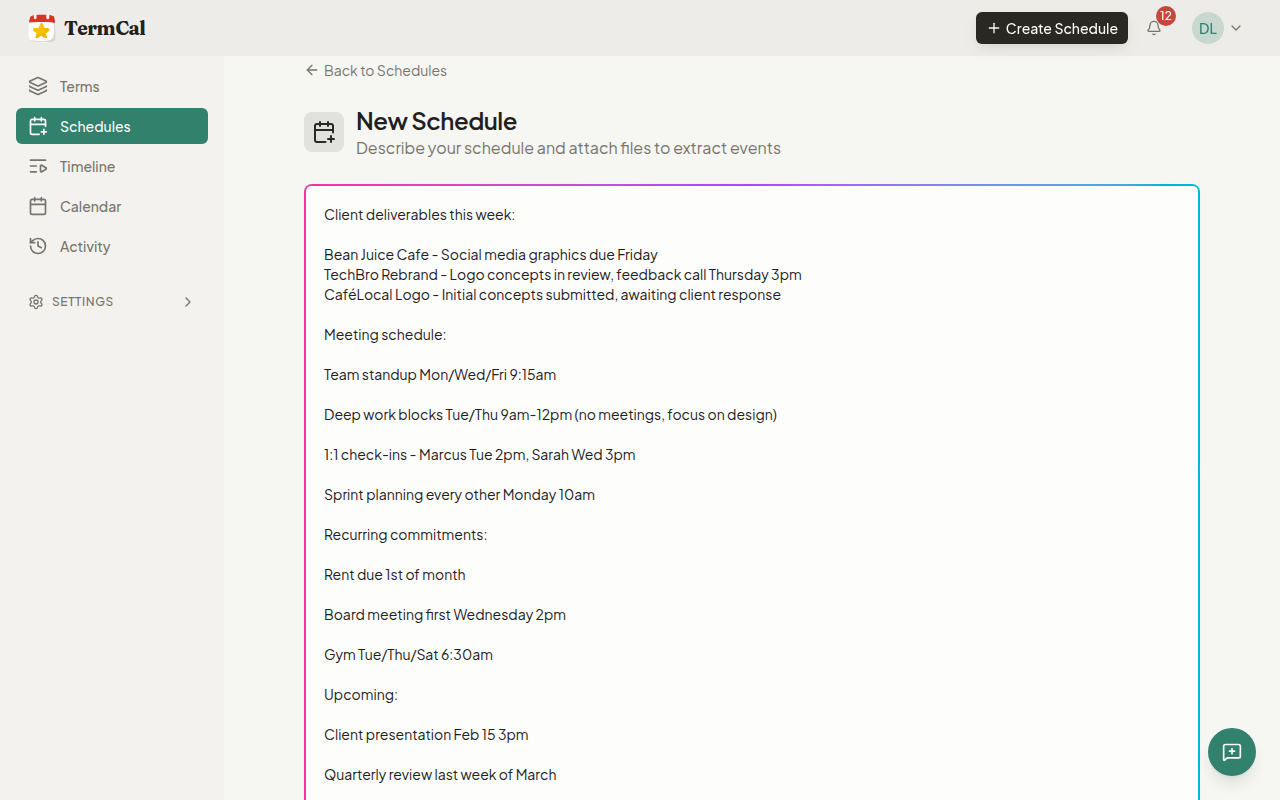 How Quick Schedule Works